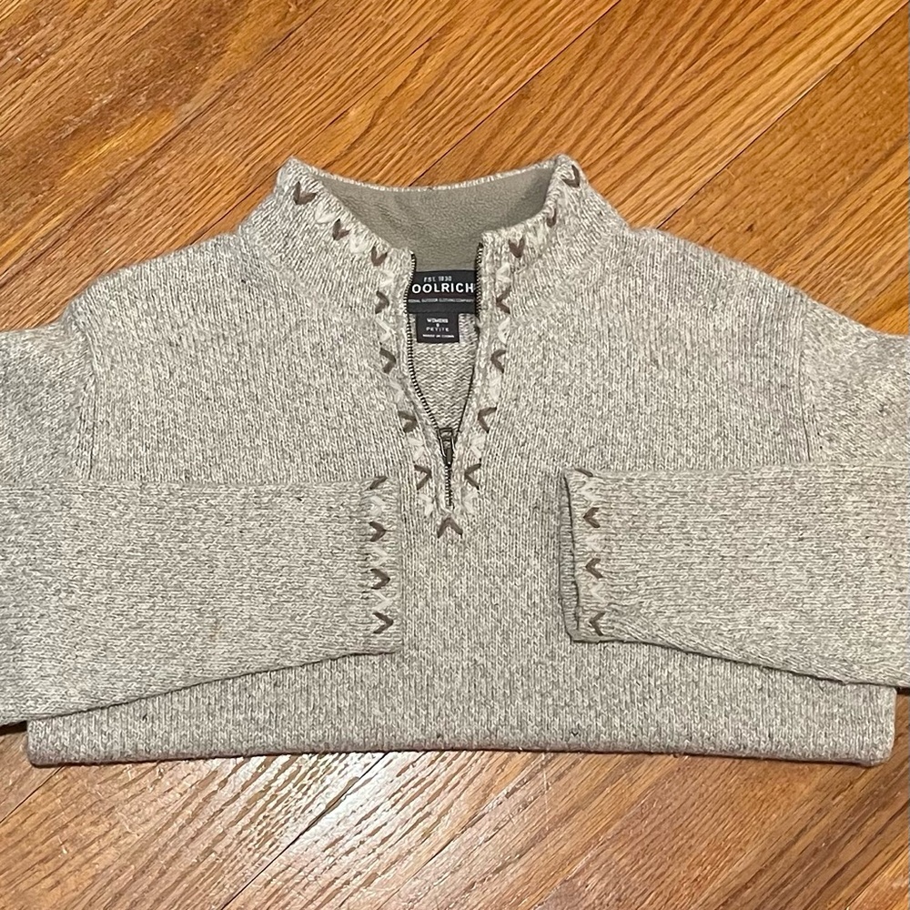 Woolrich Cream Quarter-Zip Sweater